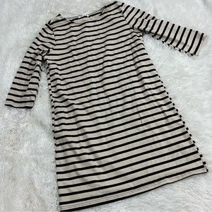 Cupshe cream and black striped Shirt Dress